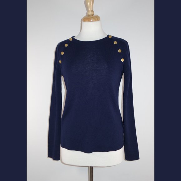 Filippa K Navy Blue 100% Merino Wool Sweater - Size 6 - Picture 1 of 14